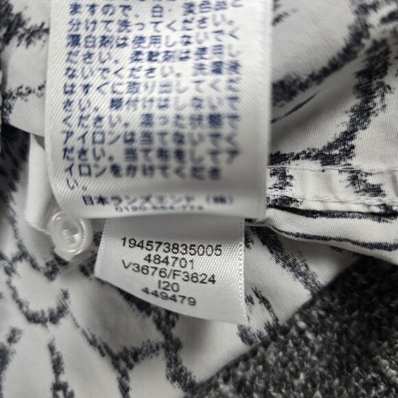 Lands End Womens Monochrome Floral Long Sleeve Button Up Size 10P Petite Casual - Picture 6 of 9